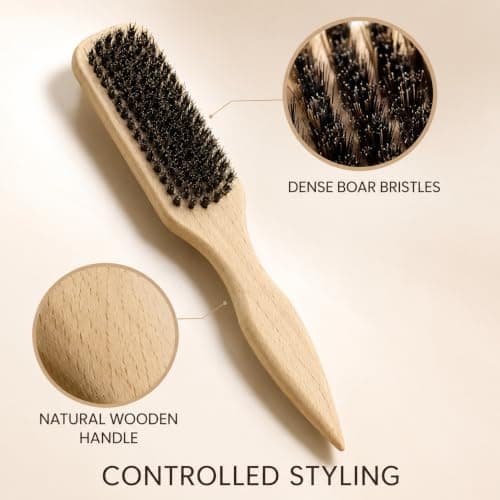Healeved Beard Brush for Men Small Soft Boar Bristle Beard Brush for Grooming Mustache Styling and Cleaning Pocket Travel size with Ergonomic Handle for Home or Barber Use — view 3