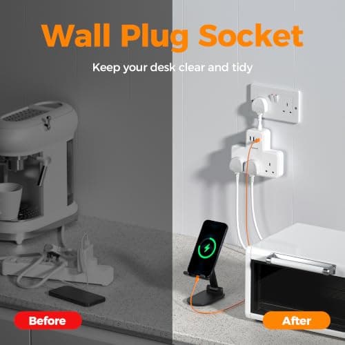 TESSAN Plug Adapter Extension Socket with PD 20W USB C — view 4