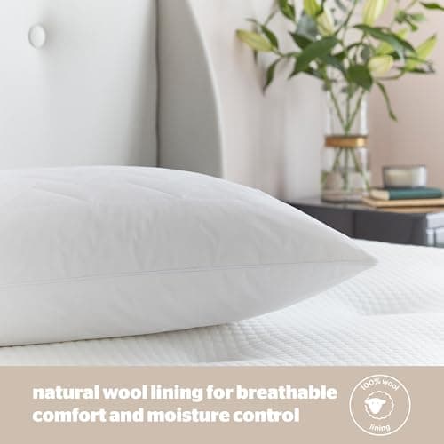 Silentnight Quilted Wool Pillow - 100% Natural Wool - Temperature Regulating Maintain a Comfortable Temperature All Night - Supportive for Head and Neck - Hypoallergenic & Odour Resistant - Washable — view 3
