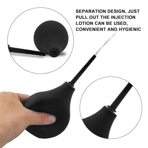 SKHAOVS Enema Bulb Douche Comfortable Silicone Enema Kit for Men Women, Reusable Douche Kit with 2 X Reusable Silicone Slim Nozzle and 1 X Cleaning Brush,160 ML Rubber Washing Cleaning Kit (Black) — view 4