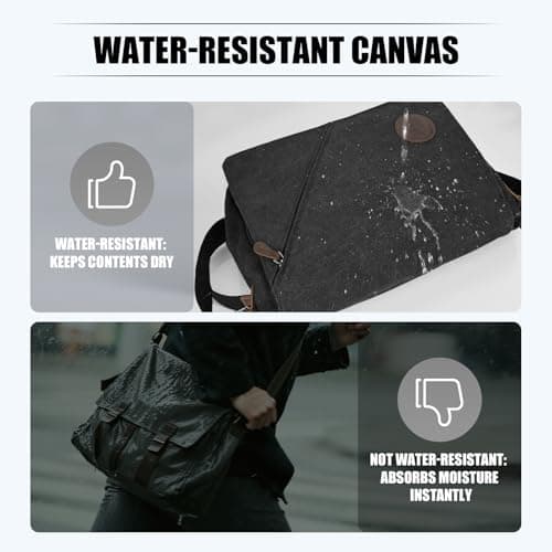 Eshow Mens Laptop Messenger Bag Canvas Shoulder Bags 14 Inch Mens Satchel Shoulder Bag for Work Casual Business School Travelling — view 5