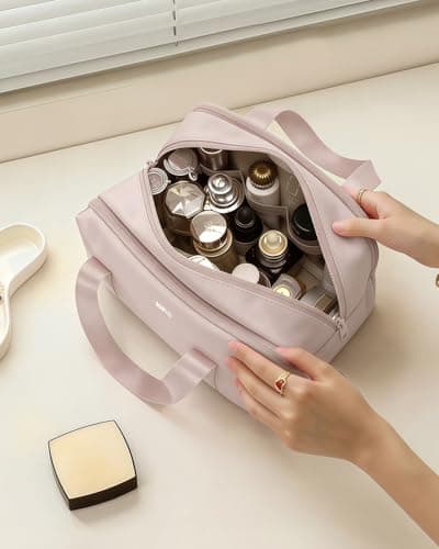 ECOHUB Toiletry Bags for Women, Wide-Open Travel Wash Bag with Wet Pocket — view 6