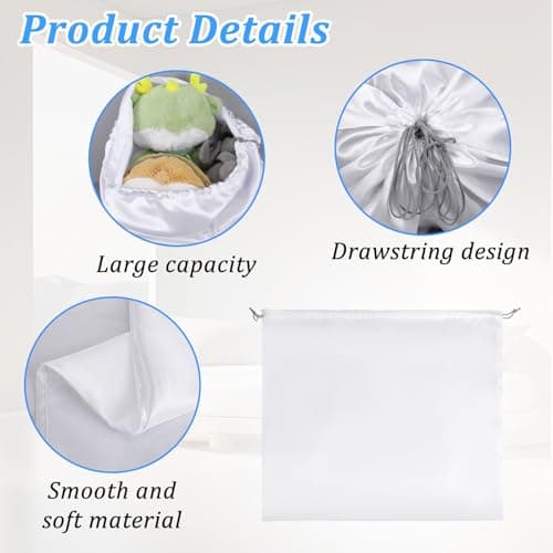 Matwsec 2 Pack Dust Bags for Purses and Handbags, Silk Purse Dust Bags for Storage, 23.62 X 19.69in Large Drawstring Dust Bag, White Dust Cover Bag for Purses Handbags Shoes Boots Clothes Travel — view 3