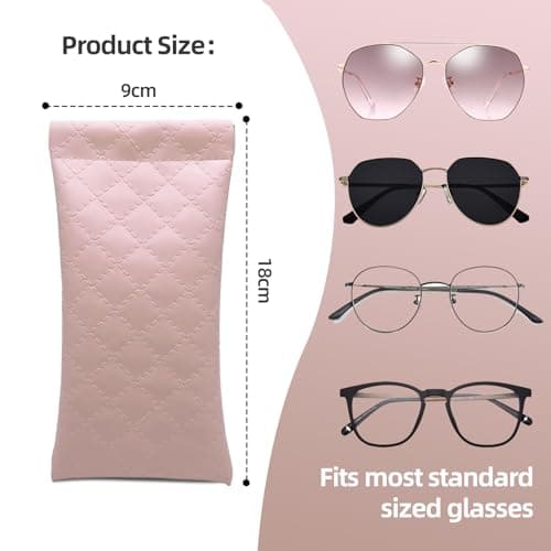 MeiLang Soft PU Leather Eyeglass Case, 2Pcs Glasses Case for Women & Men, Portable Squeeze Top Glasses Pouch for Travel Trinket Organizer Bags — view 2