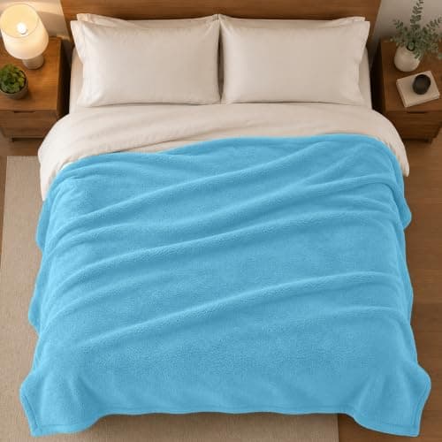 BedLooms Fleece Blanket Light Blue Single 130x150 cm, Throws for Sofas — view 5