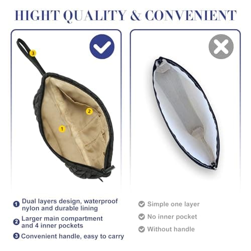 Gloppie Small Makeup Bag for Handbag, Cosmetic Make Up Pouch Travel, Black — view 5