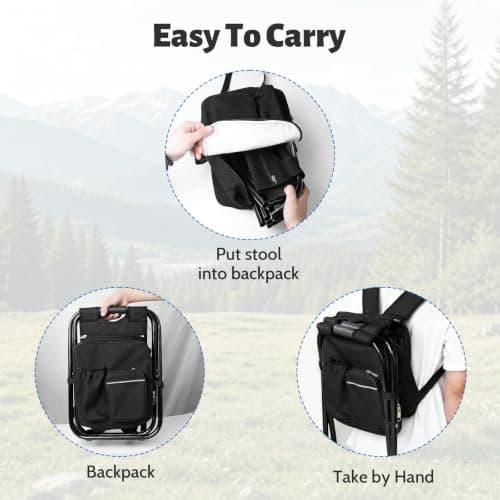 DGSL Folding Camping Chair Backpack with Insulated Cooler, Lightweight Portable Stool for Camping, Fishing, Hiking, Beach and Picnic (Black) — view 6
