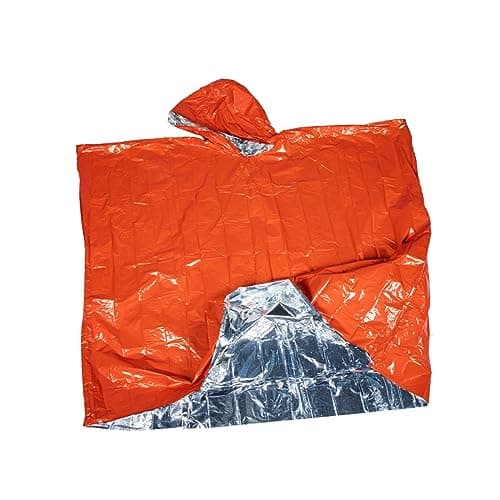 Emergency Poncho Waterproof Orange Polyester Film for Camping Hiking