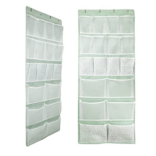 2-Pack 18 Pockets Over Door Hanging Shoes Organiser with 4 Kinds Pouch,Behind Closet Hanging Clothes Shelf,Back of Bathroom Door Storage Holder,Space-saving for Dorm,Bedroom,Nursery,Entryway,Storeroom
