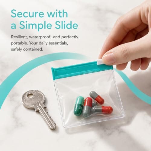 Vosali 12 PCS Reusable Pill Pouch Bags, Mini Ziplock Bags for Travel — view 6