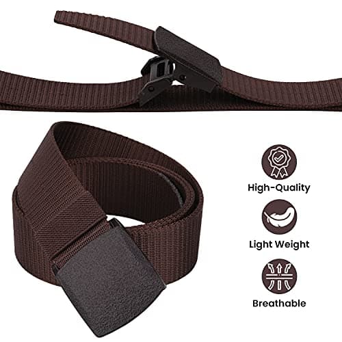 WedDecor Brown Nylon Webbing Canvas Belt with Plastic Clips — view 3