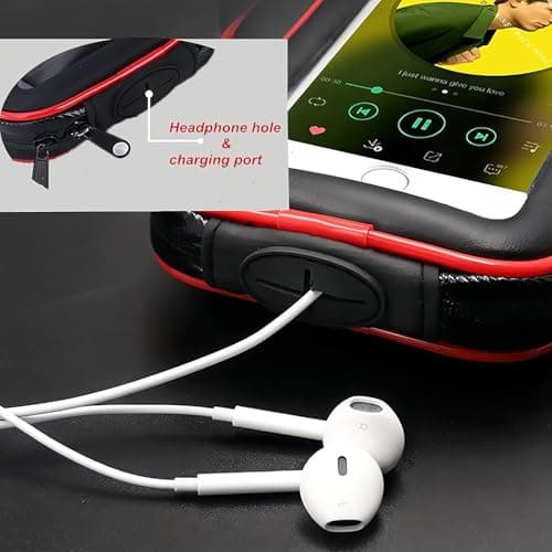 SUNSEATON 360-degree Rotating Waterproof Motorcycle Phone Support Holder, Motorbike Mount Case Stand Phone Holder, Universal Motorcycle Holder for Phones GPS Smaller than 6.2" (XL, Red) — view 3
