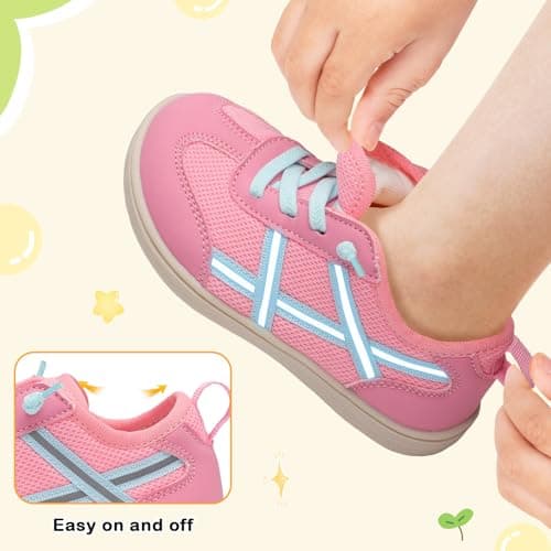 JOINFREE Toddler Girls Shoes Wide Toe Walking Shoes Dark Pink — view 4