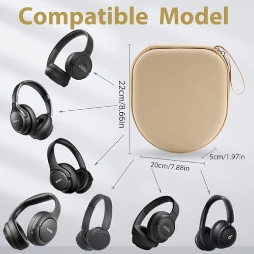 Case Compatible with Sony WH-CH520N WH-CH720N, and JBL 510BT 520 BT 720BT 770 NC 760 NC 670 NC Wireless Noise Cancelling Headphones, Portable Travel Headphone Storage Cover Bag (Beige) — view 2