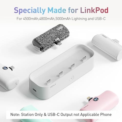 iWALK Portable Charger Station for 4500mAh, 4800mAh, 5000mAh Power Bank for iPhone Charging Station Multiple USB-C Family-sized Charger Station for Home(Station Only),White — view 3