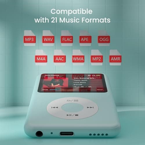 Mp3 Player with Bluetooth Y1 Portable Music Digital Players Supports Playlist Audiobook Video Nice Gadget for Kids Teal — view 4