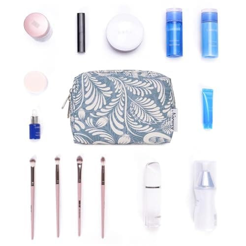 Blue Leaf Small Cute Cosmetic Bag - Mini Makeup Pouch for Handbag & Travel — view 3