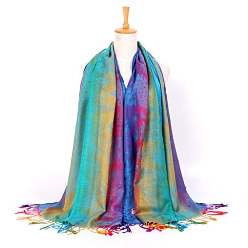 Cocila Women Lady Fashion Folk-Custom Retro Tassel Scarf Wrap Shawl Travel Scarves Large Head (Multicolor, One Size) Gifts For Young Accessories Autumn Snood Men Womens Clothing Fleece Gift Sets — view 4