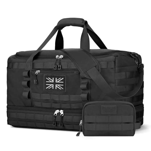 ETRONIK Travel Duffle Bag for Men, Tactical Gym Bag with Shoe Pocket, Black