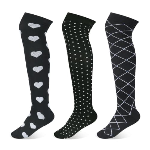 Queenshin Compression Socks Women Flight Knee High Light Support Stockings
