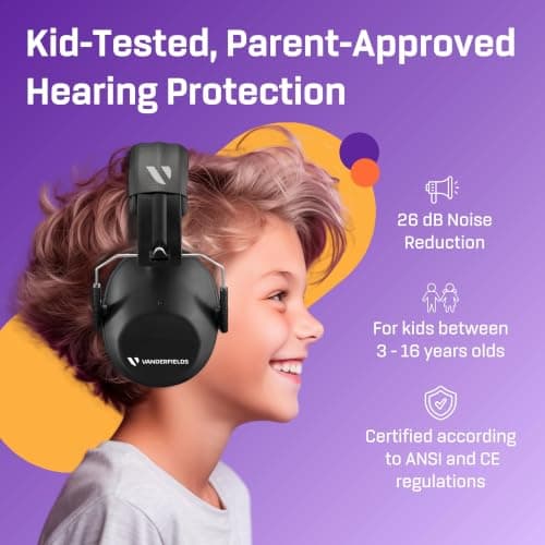 Vanderfields Kids Ear Defenders - 31 dB (2K Hz), Midnight Black — view 2
