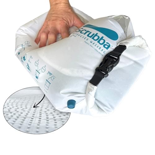 Scrubba Wash Bag UNTOUCHED - Patented Washboard-in-a-Bag™ Portable Travel Washing Machine Made with Recycled Polyester - Wash Clothes Anywhere in Minutes (~140 g)