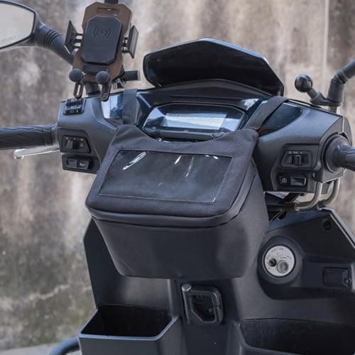 Motorcycle Handlebar Bag Waterproof, Touch Screen Phone Pouch for Scooter Dashboard, 121g Ultra Light Motorbike Front Storage Bag with Detachable Liner, 21x12x13cm — view 4
