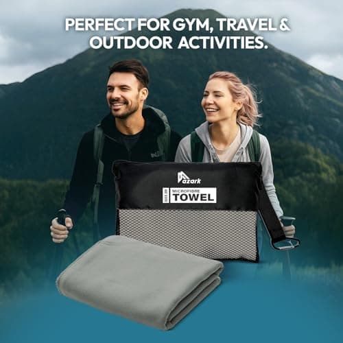 azark Microfibre Towel – Quick Dry, Lightweight & Super Absorbent – Gym, Travel, Yoga, Camping & Beach – Soft & Durable – Multiple Sizes (Grey, Medium) — view 6