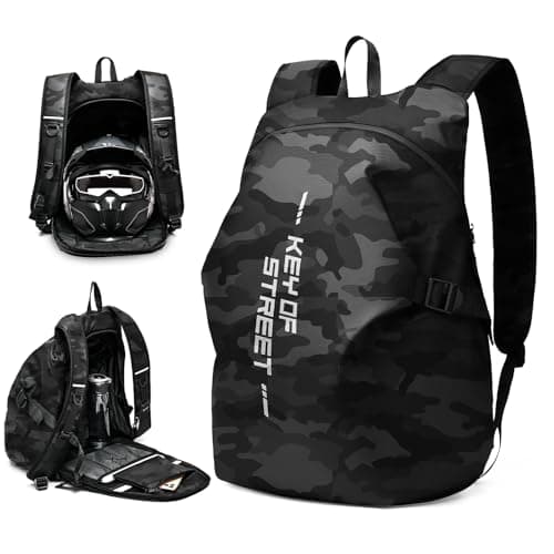 WEPLAN Motorbike Helmet Bag Backpack Mens Womens Motorcycle Backpack Mens Waterproof Motorcycle Motorbike Rucksack with Large Capacity,Black L