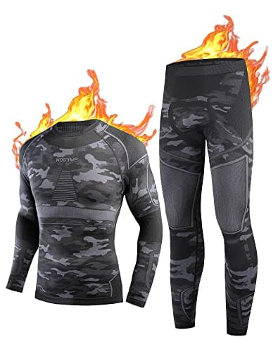 NOOYME Men's Thermals Base Layers Ski Compression Top & Bottoms Set Camo