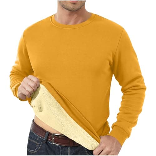 QIANCOME Thermal Sweatshirt Mens-Casual Jumpers for Men UK Fleece Lined