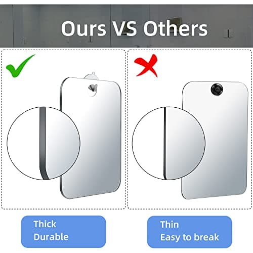 Fogless Shower Mirror for Shaving Men - 2 Pack (6x4) Small Anti-Fog Shatterproof Acrylic Bathroom Mirror, Unbreakable Travel Camping Wall Hanging Fog Free Handheld Mirror — view 6