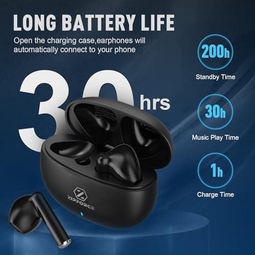 ZIPFORCE True Wireless Earbuds, in-Ear Bluetooth 5.3 Headphones 4-Mics ENC Clear Call, Bluetooth Earbuds Touch Control 40 Playtime, IPX6 Waterproof TWS, Light-Weight Earphones — view 4