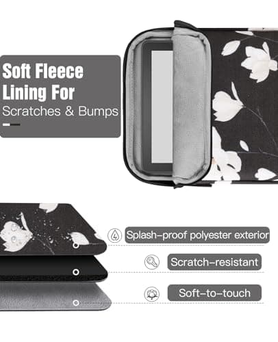 TiMOVO 6-7 Inch Sleeve Case for eReader, Black&White Magnolia — view 5