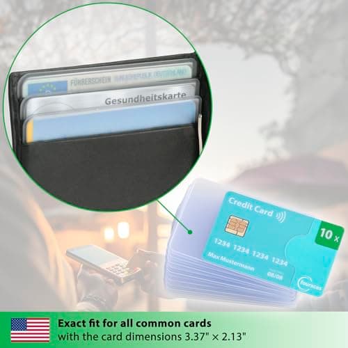 fouraces Credit Card Sleeves Clear - 10 Pack - Sturdy Transparent Plastic Sleeve - Protector, Debit Card Holder, for Bank Cards — view 3