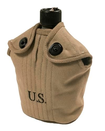 MILITARIA STUFFS Canteen Cover, Khaki, Cotton, WW2 US M1910, 1940 Rear Seam