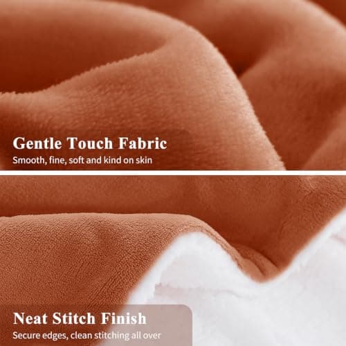 Aisbo Sherpa Fleece Throw Blanket Burnt Orange - Fluffy Thick Warm Blanket for Sofa Couch Throw Single Size, Solid Microfiber Bed Blanket Soft Throws for Travel, 130x150cm — view 5