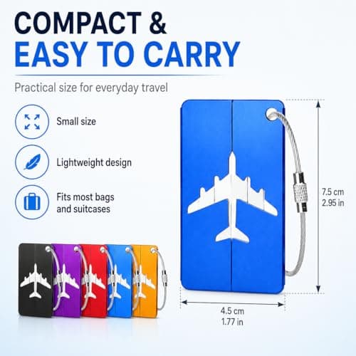 5 Pack Luggage Tags,Suitcase Tags with Steel Wire Loop & Waterproof ID Card — view 6