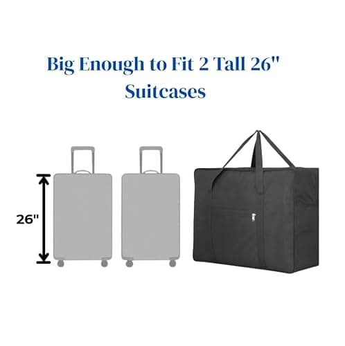 Extra Large Foldable Duffel Bag for Travel – Heavy-Duty Cargo Bag with Zippers & Reinforced Handles, TSA Approved, Water-Resistant, Security Strap, Black, 91.5 cm, Heavy-Duty Cargo Duffel — view 3