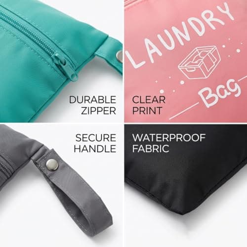 4PCS Laundry Bags for Travelling, Waterproof Washing Bags for Laundry with Zipper & Handle, Small Laundry Bag, Wet Bags for Home, Travel, Holiday, Camping, Caravan, Dormitory — view 3