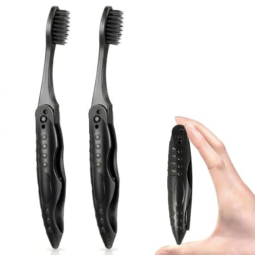 Bmeigo Travel Toothbrush Set of 2 Folding Toothbrushes Medium Soft Bristles