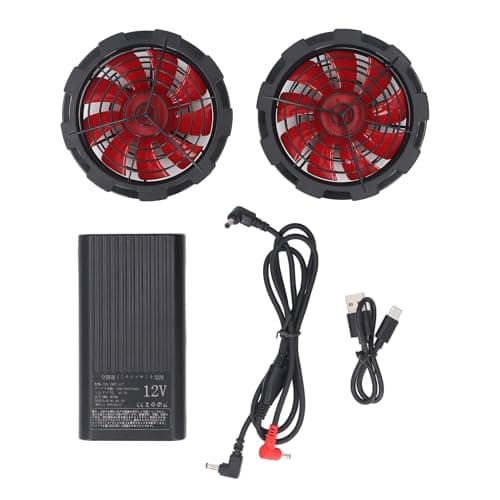 Cooling Jacket Fan, Speeds 80000mAh Battery Power Bank Set, 130Lps Airflow DC USB Ports, Expandable Hood Design