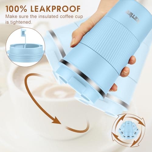 KETIEE 510ml Sky Blue Insulated Coffee Cup with Leakproof Lid, Reusable Travel Mug, Double Walled Stainless Steel Coffee Mug for Hot Cold Drinks, Keeps Hot/Cold Up to 6 Hours, Non-Slip, Easy Clean — view 3