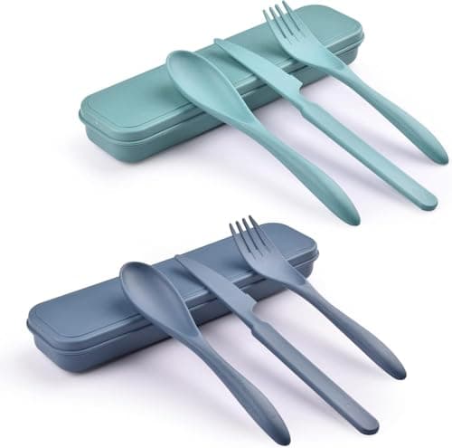 Zoyiancy 2Pcs Cutlery Set, Reusable Travel Fork Knife Spoon Set
