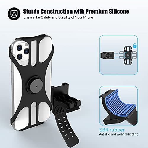 Deerfun Detachable Bike Phone Holder, Universal Bicycle Motorcycle Cell Phone mount, 360° Rotatable Adjustable Bike Phone Mount Compatible for 4" to 6.7" Smartphones — view 4