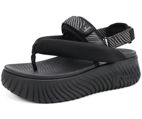 COFACE Womens Orthopedic Arch Support Walking Sandals Cushion Black Size 7