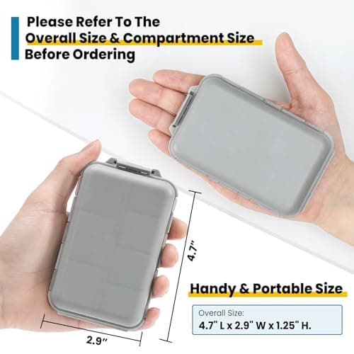 14 GRIDS Travel Pill Organizer Box with Labels - Travel Medicine Case Kit - Pocket Daily Pharmacy Container - Travel Medication Holder Dispenser for Fish Oil Vitamin Supplement Storage - Grey — view 3