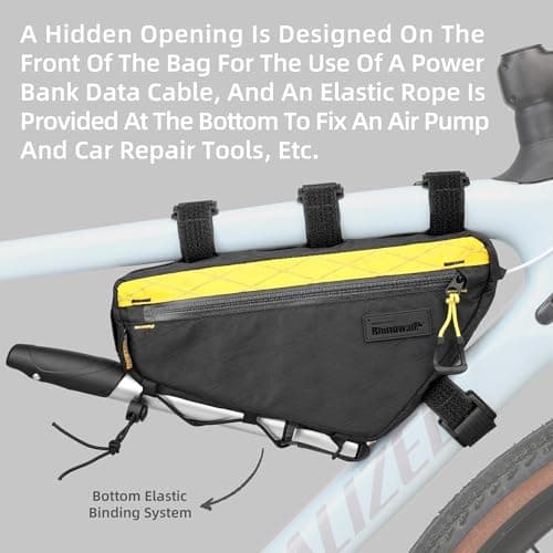 Rhinowalk Bike Frame Bag Waterproof Bike Triangle Bag 1.8L Bicycle Pouch Under Tube Professional Cycling Accessories(M)-Black — view 4