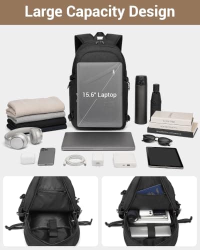 Kono Laptop Backpack School Bag Anti Theft Rucksack for Men Black — view 3