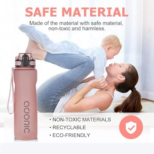 ADORIC Sports Water Bottle 1L, BPA Free Tritan Leak Proof Gym Bottle, Pink — view 5